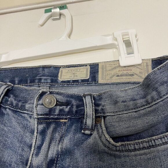 ALL SAINTS knee patch colorblock ashby skinny jeans medium wash size 25 - Picture 4 of 4